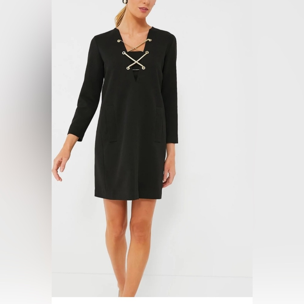 Tuckernuck Black Tie Front Black LBD Brigitte Long Sleeve Modest Dress XXXL 3XL